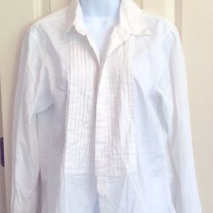 White Pleated Button Down Ladies Med